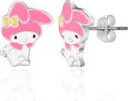 Hello Kitty My Melody Flash Plated Enamel and Cyrstal Stud Earrings