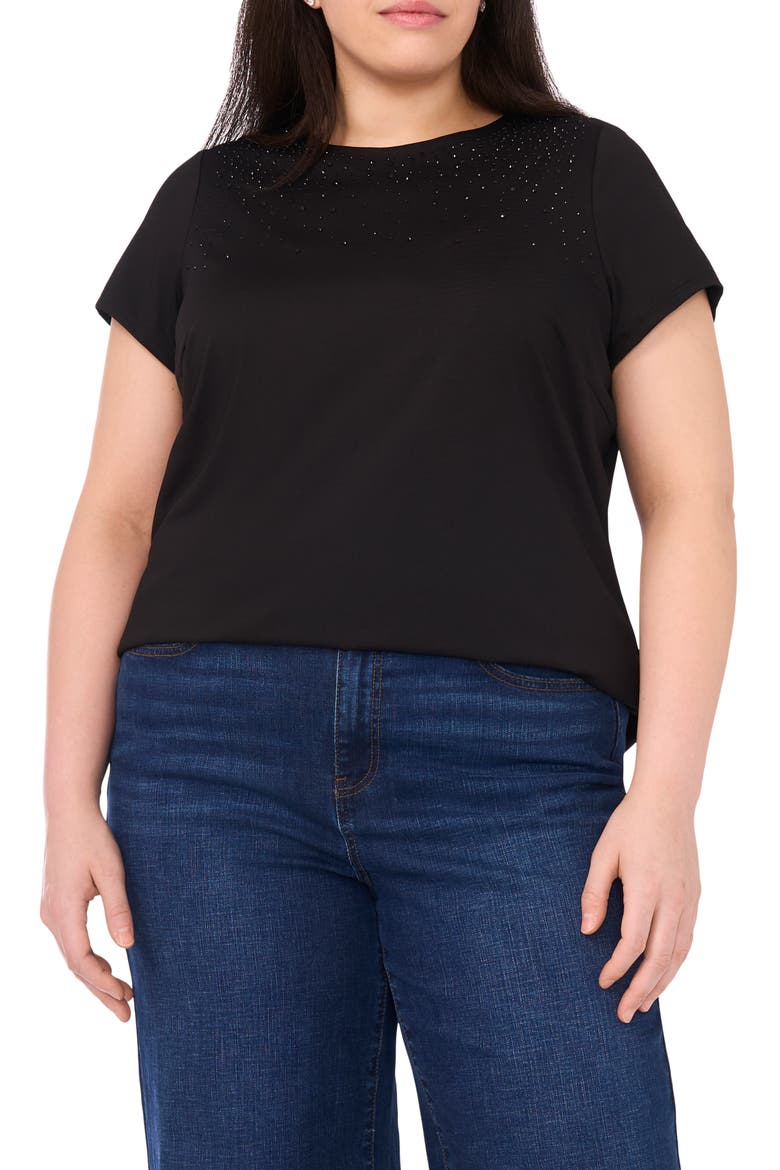 Rhinestone Compression T-Shirt, Main, color, RICH BLACK