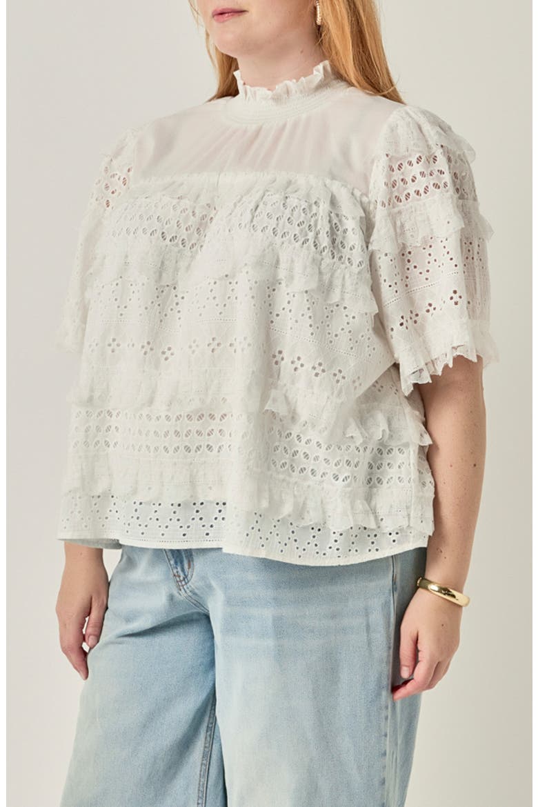 Lace Babydoll Top, Alternate, color, OFF WHITE