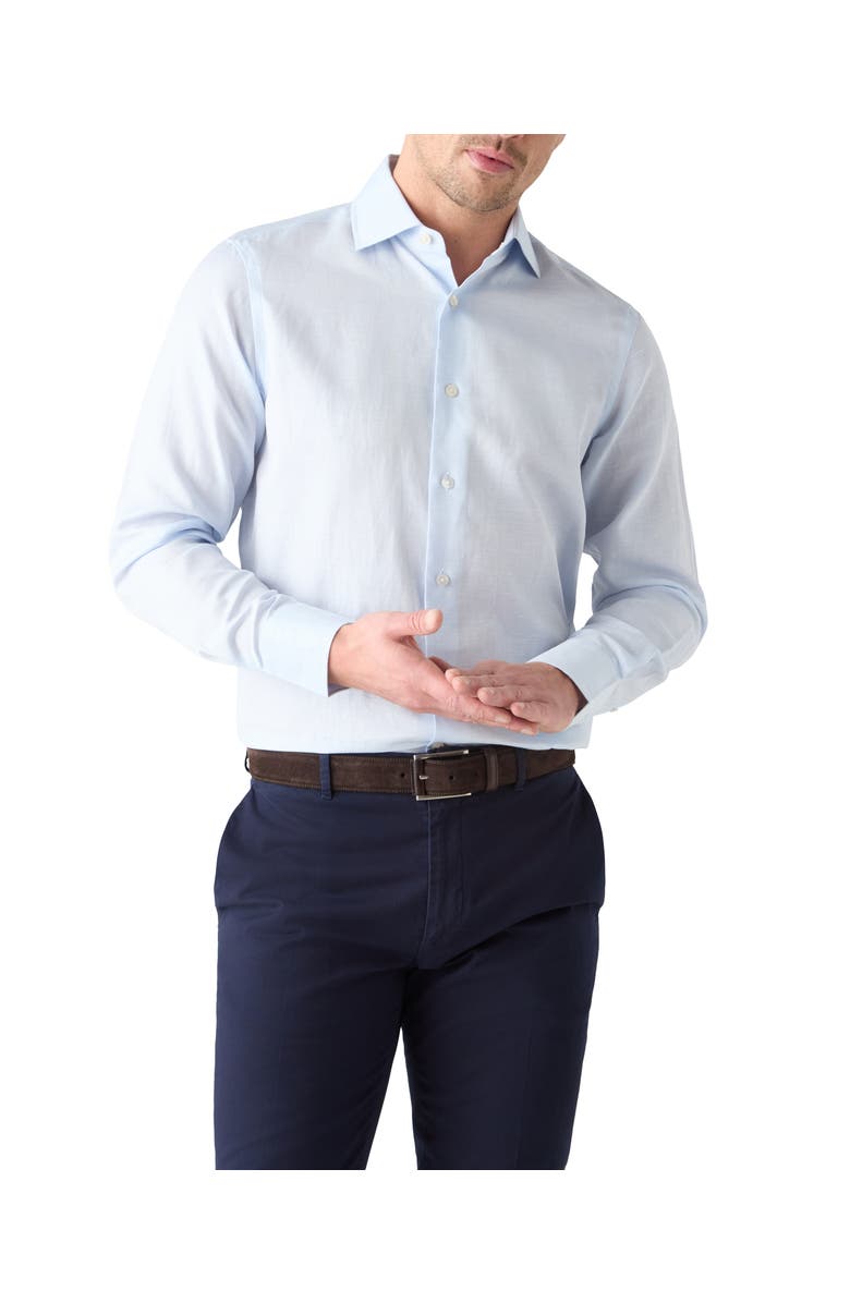 Robert Talbott Reynolds Cotton Linen Blend Shirt in Contemporary fit, Main, color, Blue