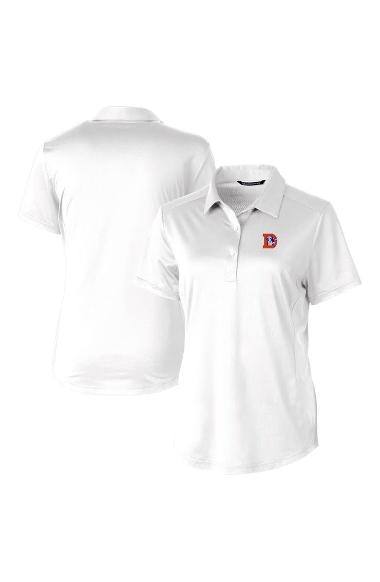 Cutter & Buck Women's Cutter & Buck White Denver Broncos Throwback Logo Prospect Textured Stretch Polo, Main, color, 