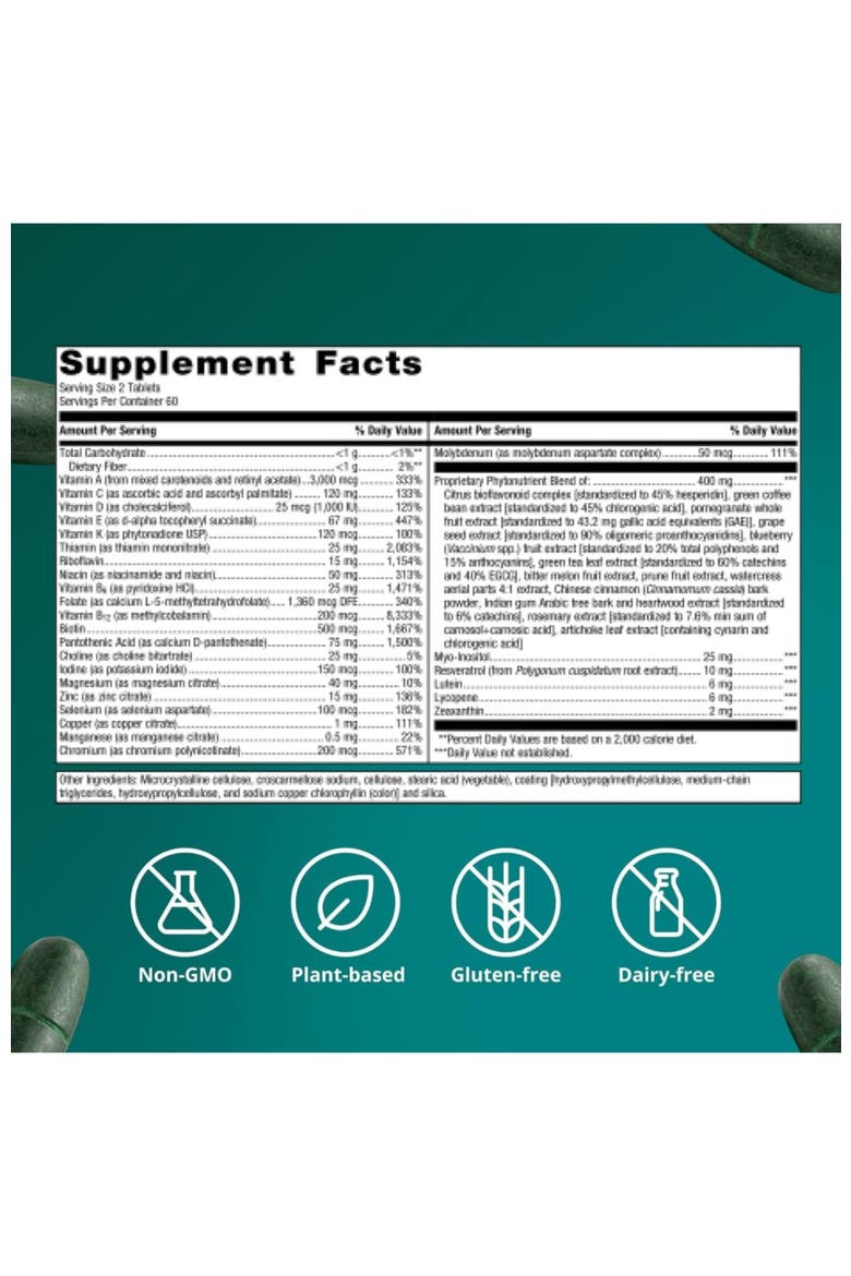 PhytoMulti Advanced Daily Multivitamin Supplement 120 Tablets, Alternate, color, None