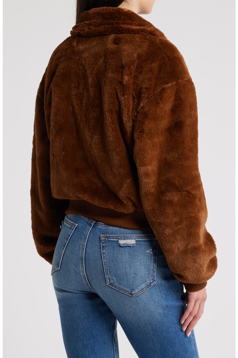 Faux Fur Jacket, Alternate, color, MILK CHOCOLATE