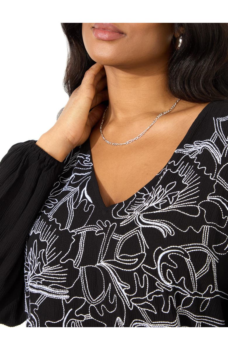 Live Unlimited Embroidered Crinkle Tunic, Alternate, color, Black