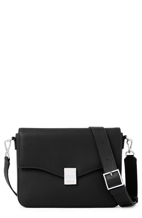 Pebbled Leather Slouchy Flap Crossbody Bag