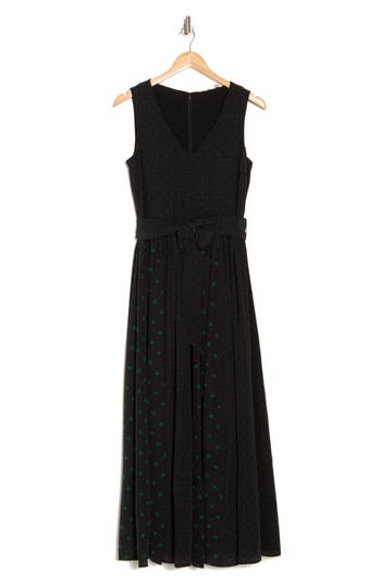 Elie Tahari Polka Dot Sleeveless Silk Maxi Dress In Multi