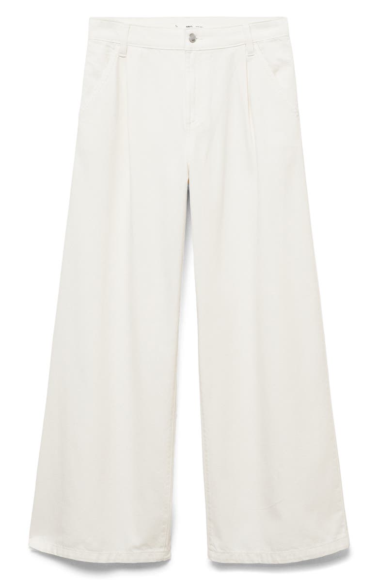 MANGO Pleated Wide Leg Jeans, Main, color, Off White