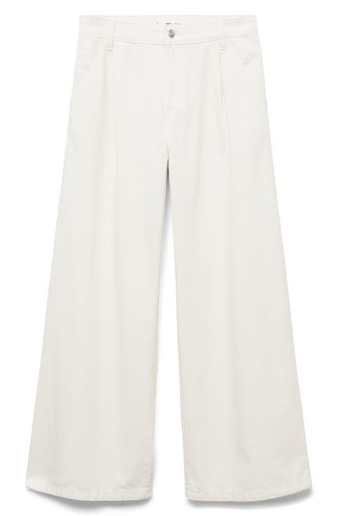 Pleated Wide Leg Jeans (Regular & Plus)