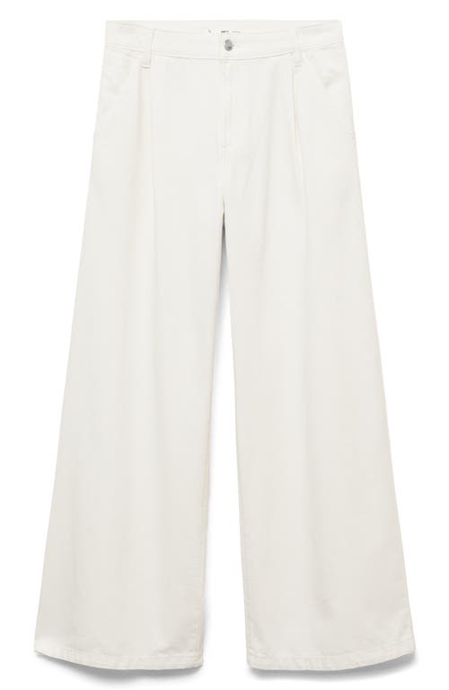 Mango Pleated Wide Leg Jeans In White