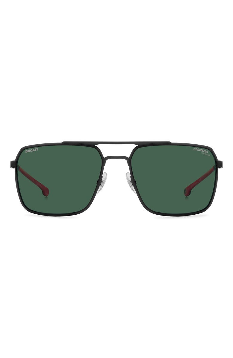 Carrera Eyewear x Ducati 59mm Carduc Rectangle Sunglasses, Main, color, Matte Black/ Green