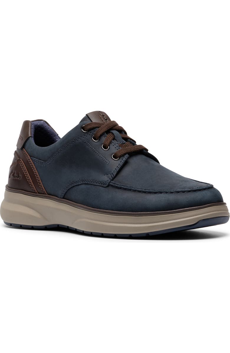 Clarks<sup>®</sup> Mullan Moc Toe Derby, Main, color, Navy Leather