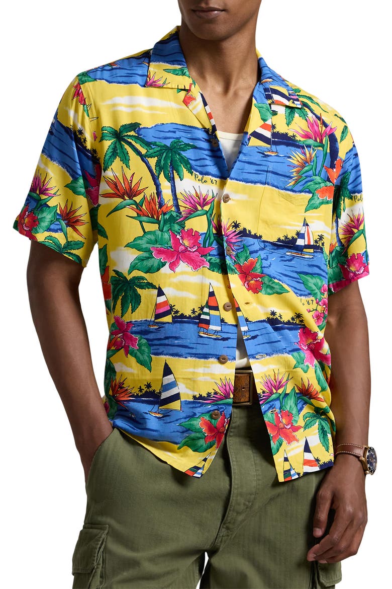Sailboat Print Camp Shirt, Main, color, 6324 CLUB SAIL