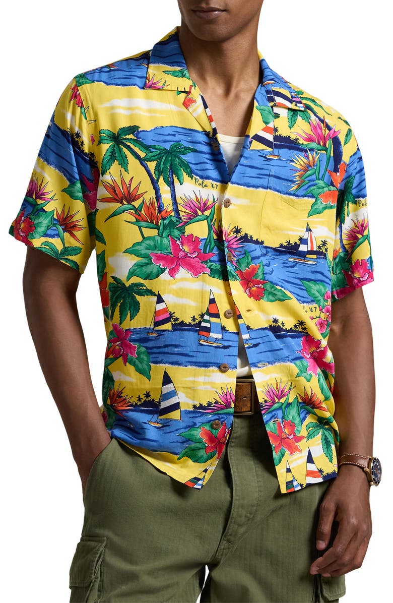 Polo Ralph Lauren Sailboat Print Camp Shirt, Main, color, 6324 Club Sail