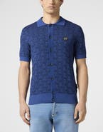 PHILIPP PLEIN Buttoned-Up Polo Shirt Jacquard Monogram Men
