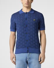 PHILIPP PLEIN Buttoned-Up Polo Shirt Jacquard Monogram Men