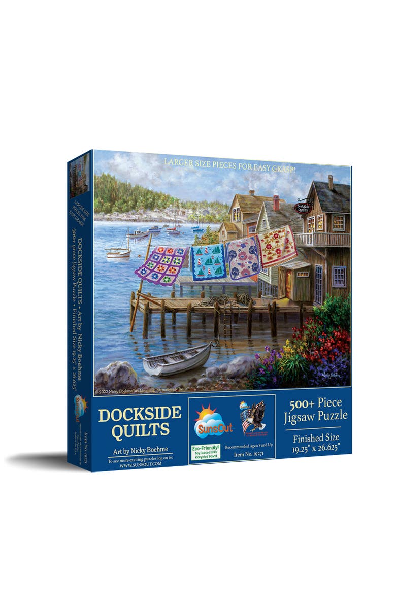 Sunsout Dockside Quilts 500 piece Jigsaw Puzzle for Adults Large Pieces, Main, color, Multicolor