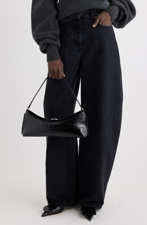 Jacquemus Le Calisson Crocodile-effect Leather Shoulder Bag In Black