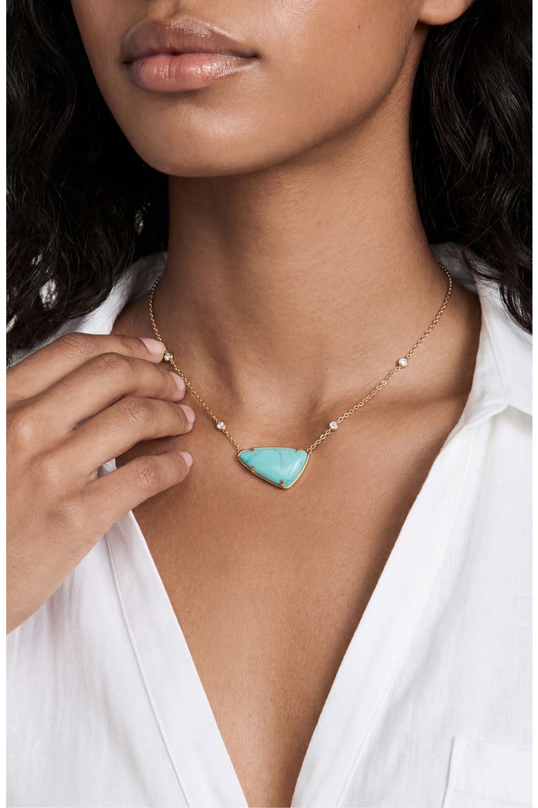 Geometric Reconstituted Stone Pendant Necklace, Alternate, color, TURQUOISE