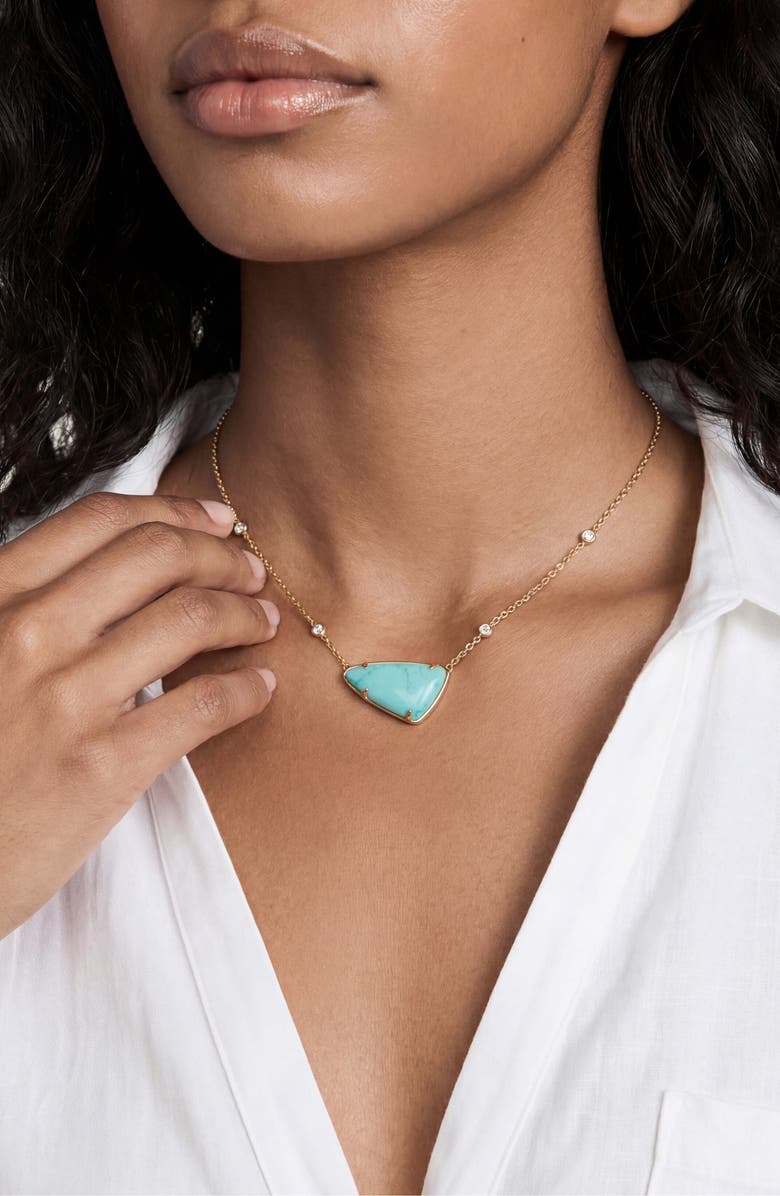 Ettika Geometric Reconstituted Stone Pendant Necklace, Alternate, color, Turquoise