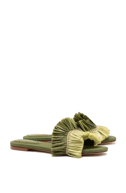 Larroude Ivy Fringe Flat In Seaweed Fringe