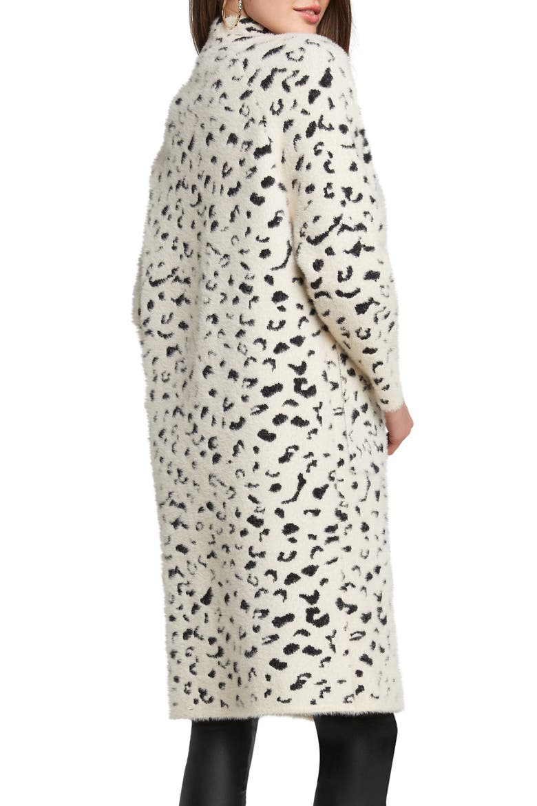 Leopard Print Faux Fur Coat, Alternate, color, B/W LEOPARD