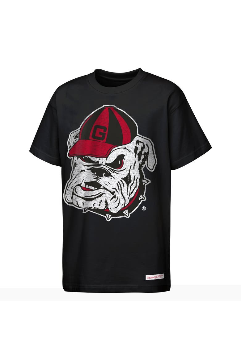 Youth Mitchell & Ness  Black Georgia Bulldogs Mascot Big Face Heavyweight T-Shirt, Main, color, Black