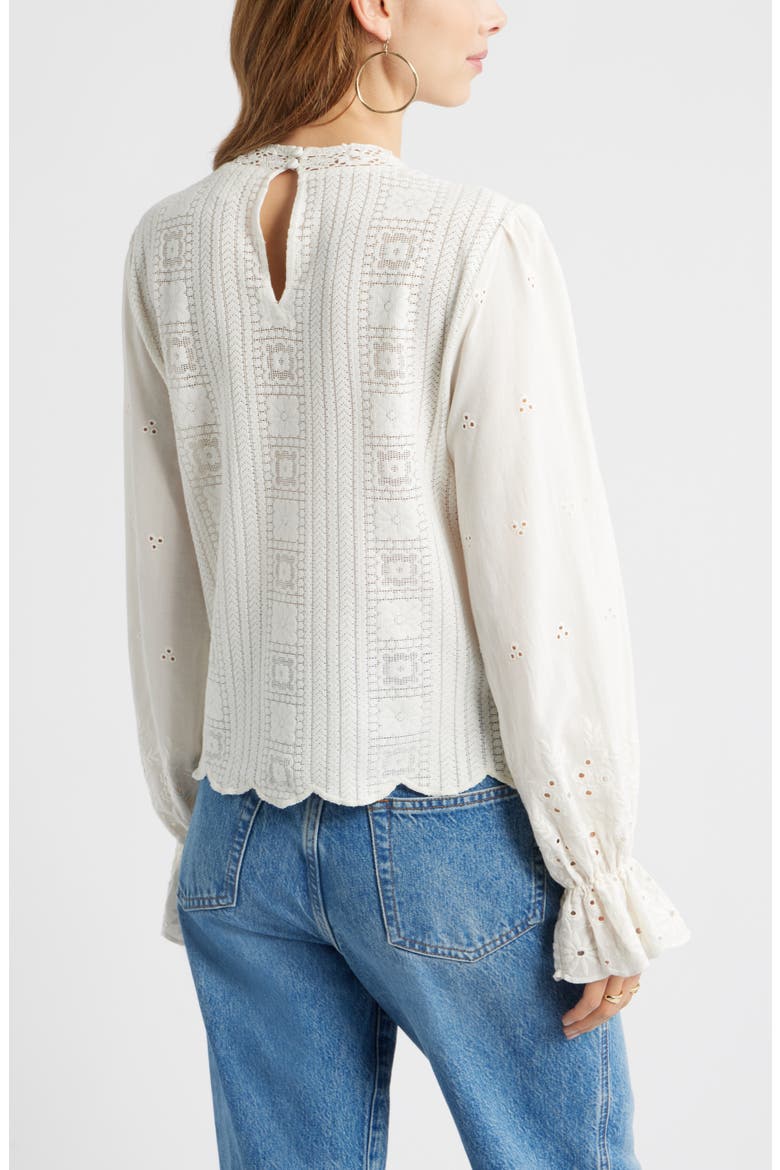 Mixed Media Lace Top, Alternate, color, IVORY EGRET