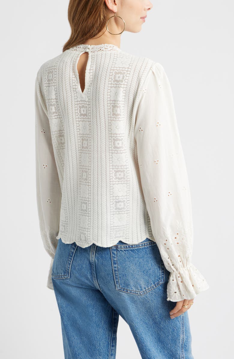 Treasure 
Bond Mixed Media Lace Top, Alternate, color, Ivory Egret