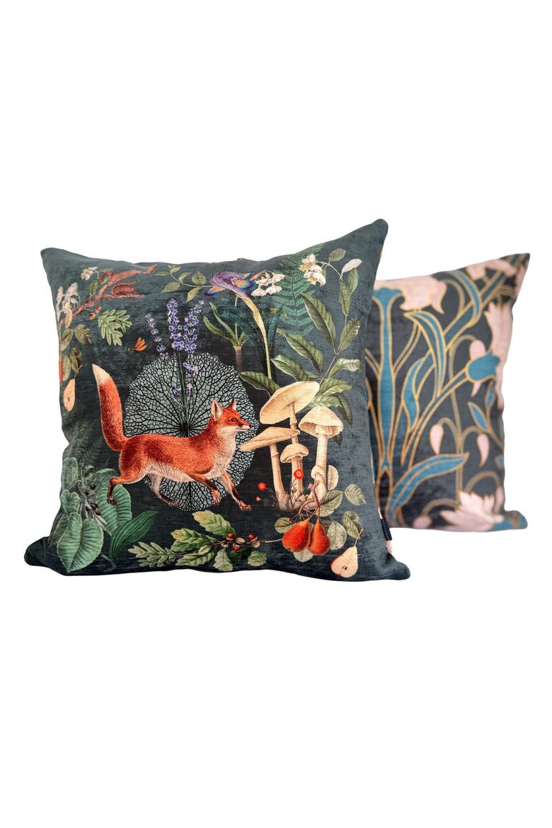 Velvet Pillow The Forest Fox, Main, color, Green