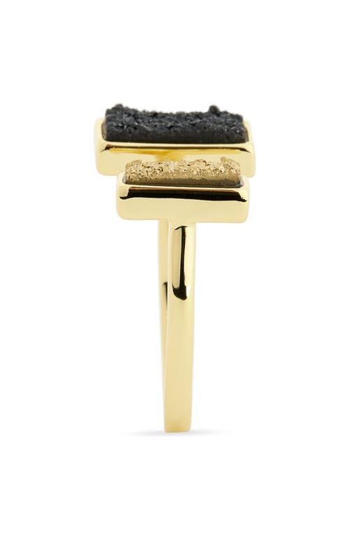 Covet Druzy Stone Open Face Ring In Black/gold