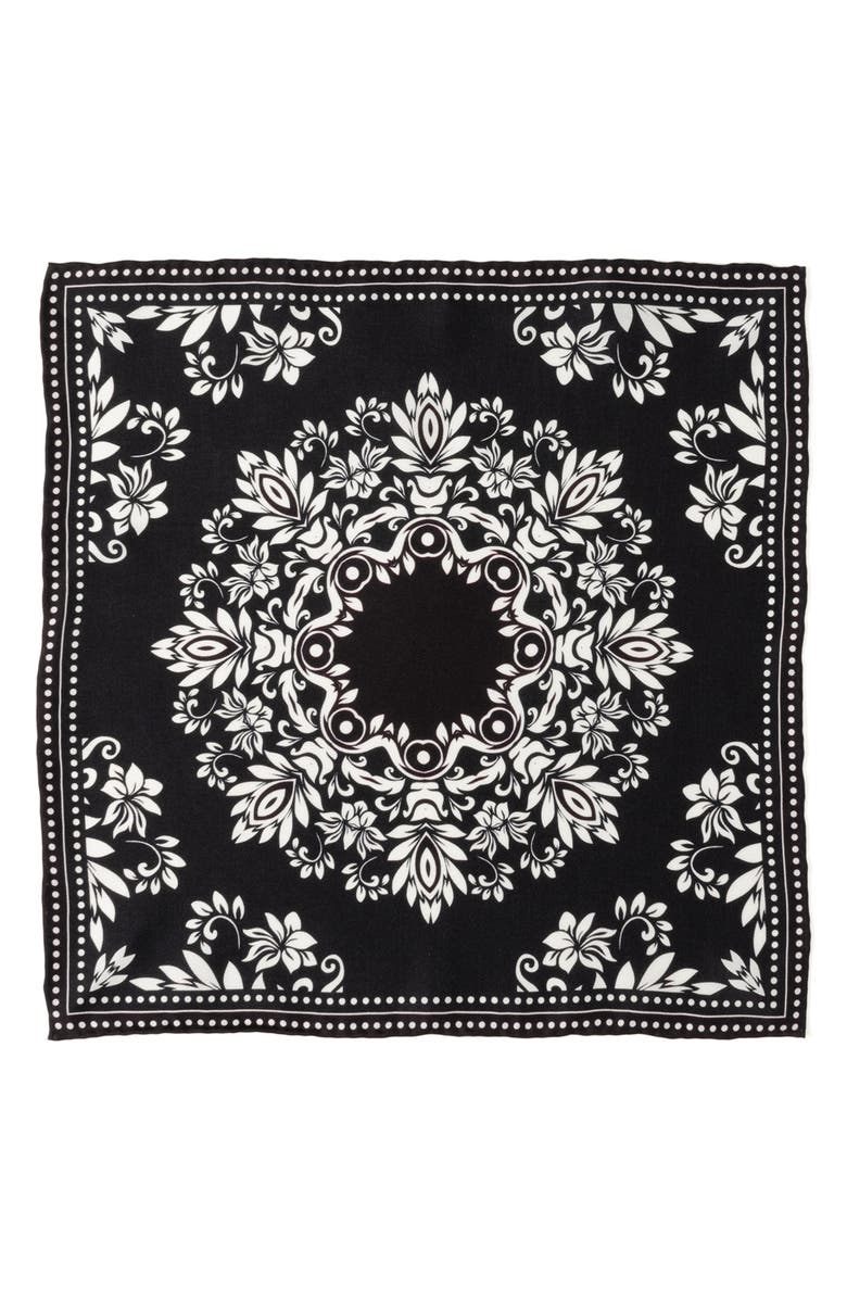 Cufflinks, Inc. Bandana Print Silk Pocket Square, Alternate, color, Black