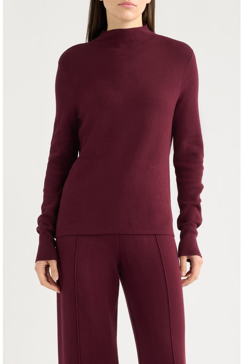 Mock Neck Long Sleeve Sweater, Main, color, CRANBERRY