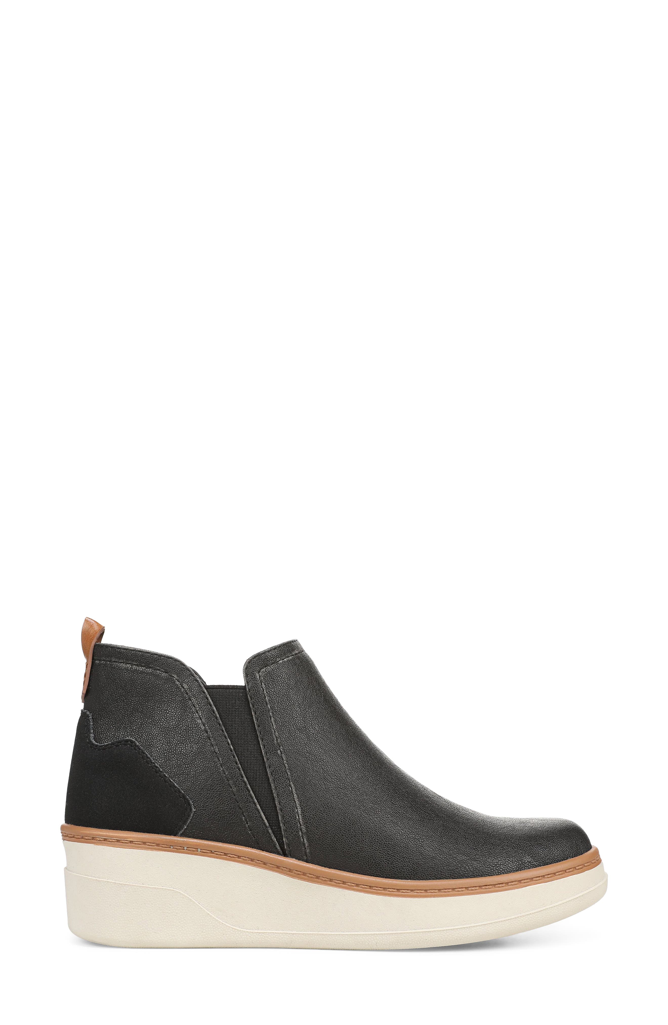Charming Faux Leather Wedge Sneaker Bootie, Alternate, color, BLACK FAUX LEATHER