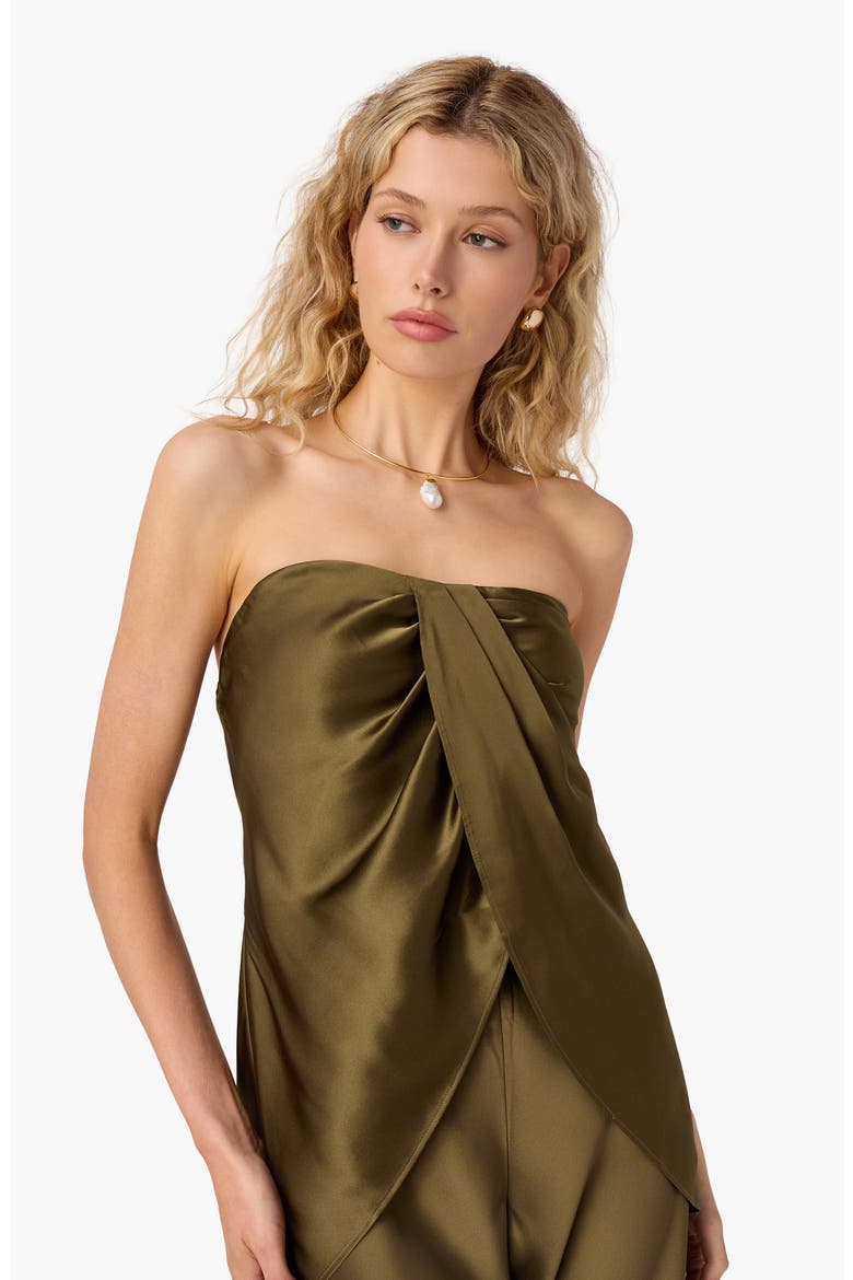 Bonita Strapless Silk Top, Alternate, color, GROVE