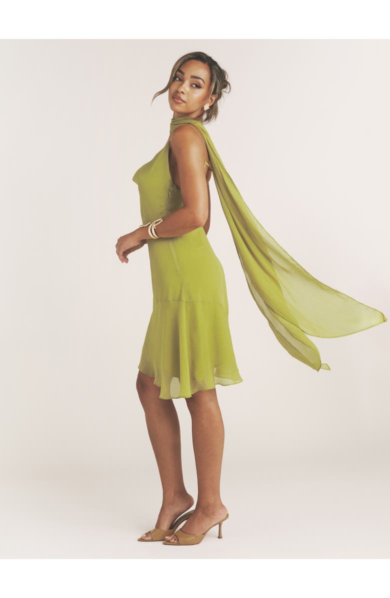 Six Stories Ava Cowl Neck Chiffon Mini Dress, Alternate, color, Green