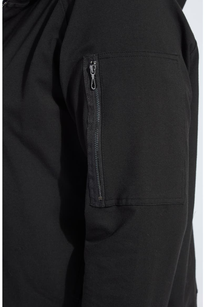 Cotton Front Zip Hoodie, Alternate, color, BLACK