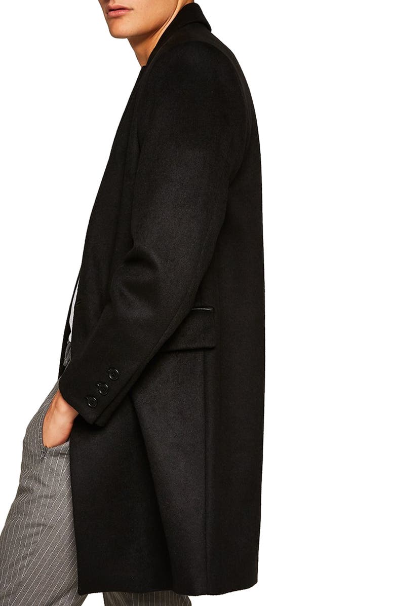 Topman Wool Blend Overcoat, Alternate, color,