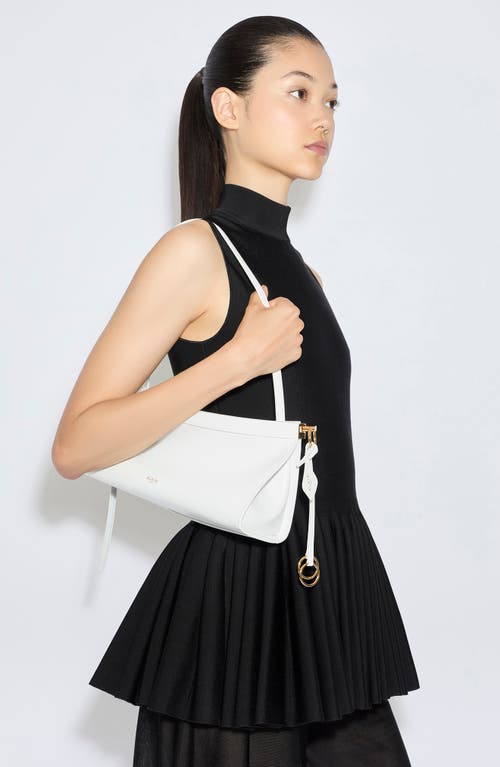 Shop Alaïa Small Le Click East/west Leather Shoulder Bag In Blanc Optique
