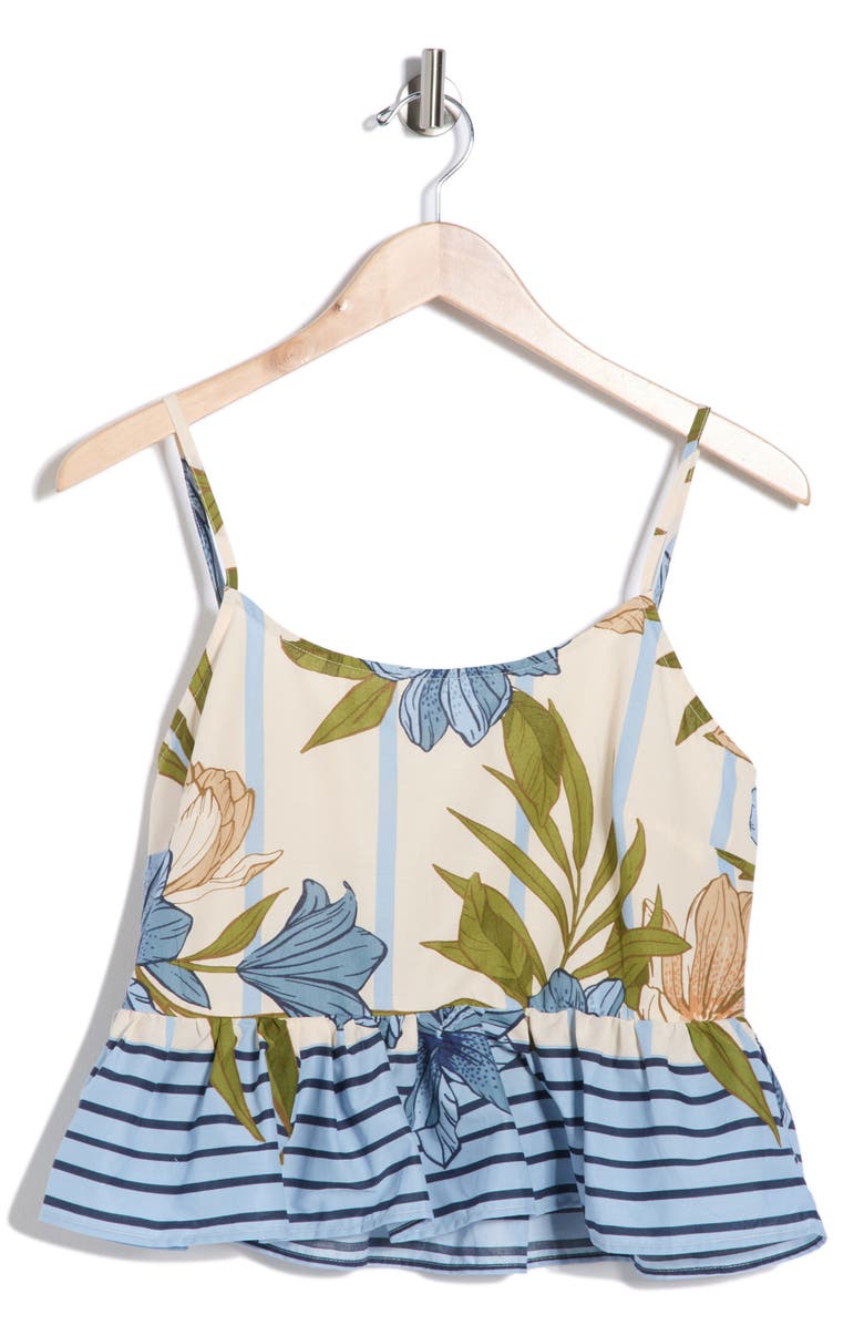 Halogen<sup>®</sup> Peplum Border Tank, Alternate, color, Eggnog