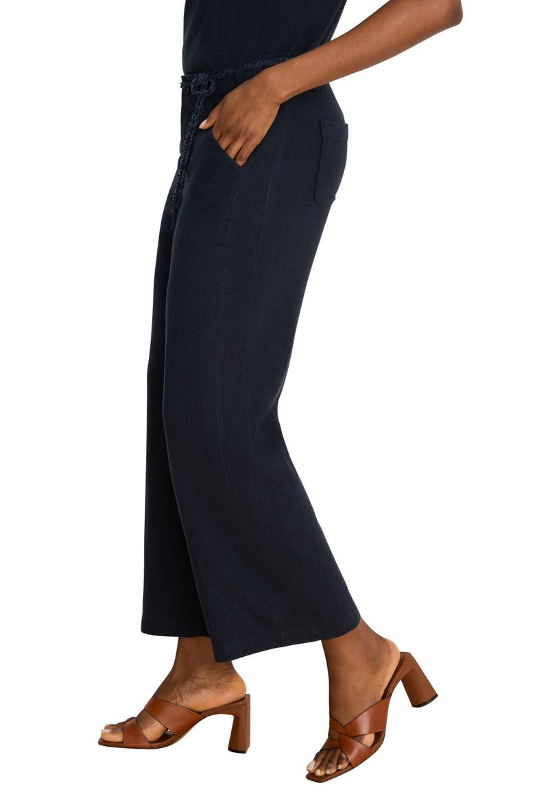 Eliot Linen Blend Ankle Wide Leg Pants, Alternate, color, DARK INDIGO