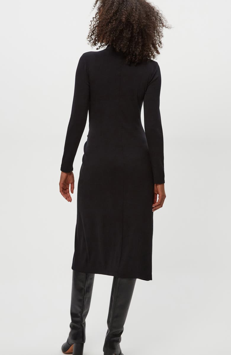 Michael Stars Tish Twisted Mock Neck Long Sleeve Midi Dress, Alternate, color, Black
