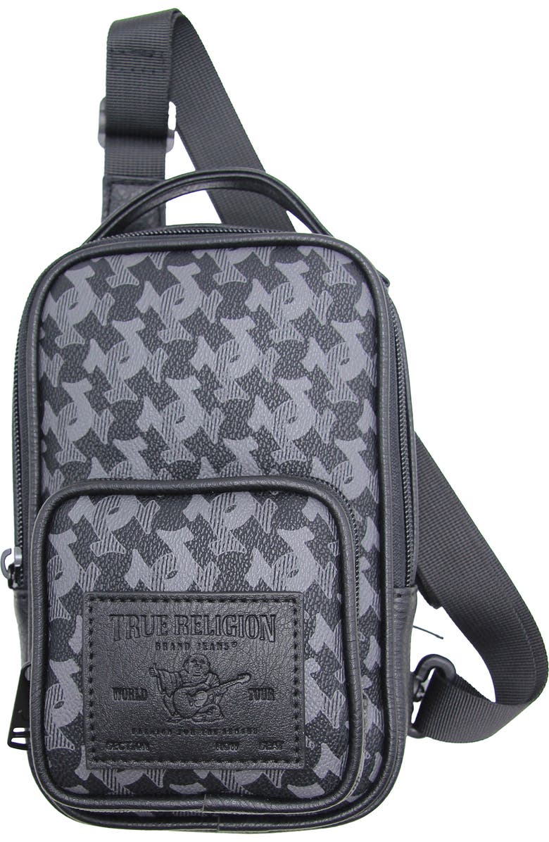 True Religion Signature Print Sling Bag, Main, color,