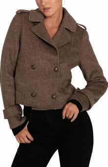 Belle & Bloom Better Off Military Wool Blend Crop Peacoat