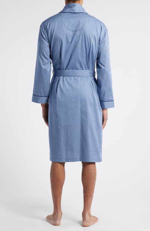 Majestic International Stripe Shawl Collar Cotton Robe In Navy/blue