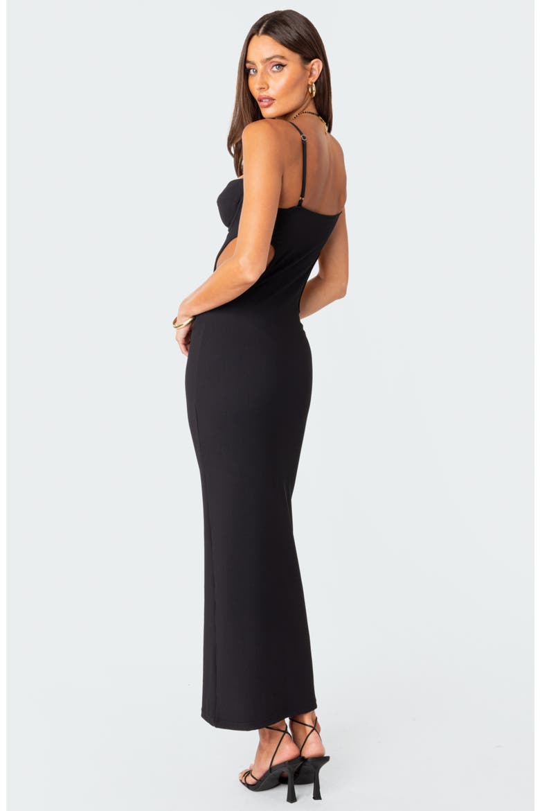 Cutout Rib Maxi Dress, Alternate, color, BLACK