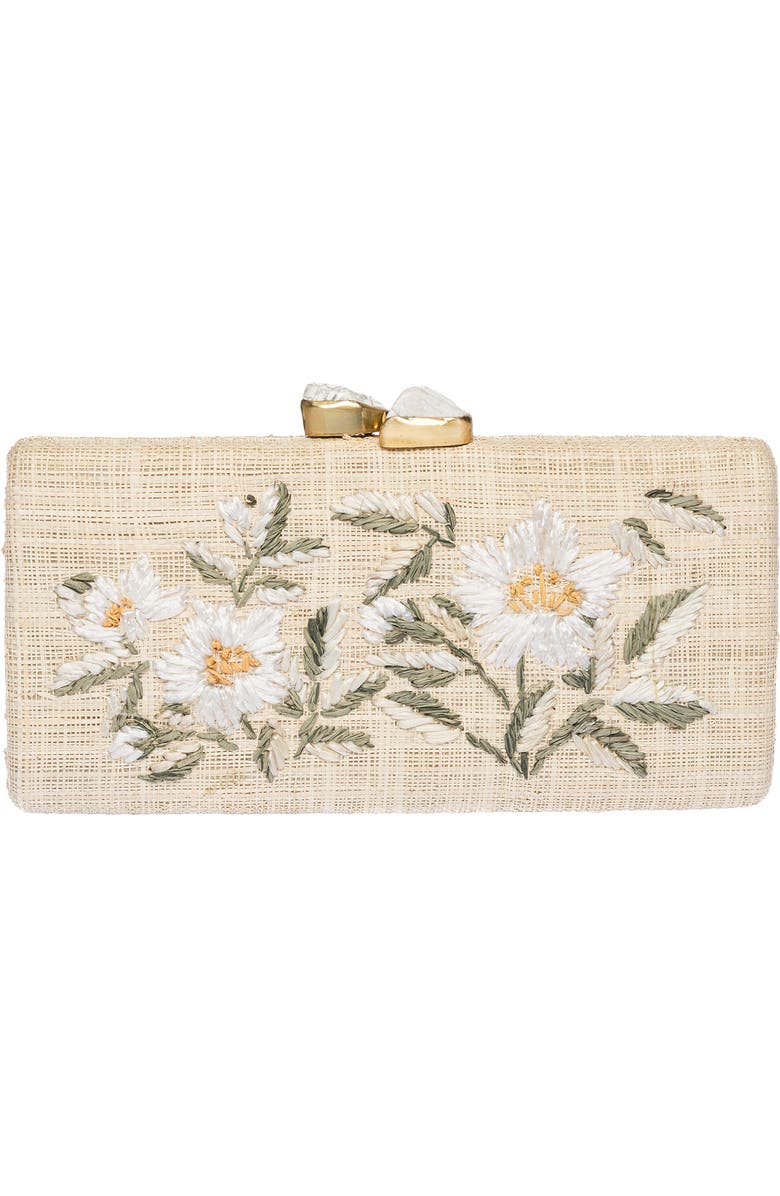 Rafe New York Alessandra Rattan Long Clutch, Main, color, White