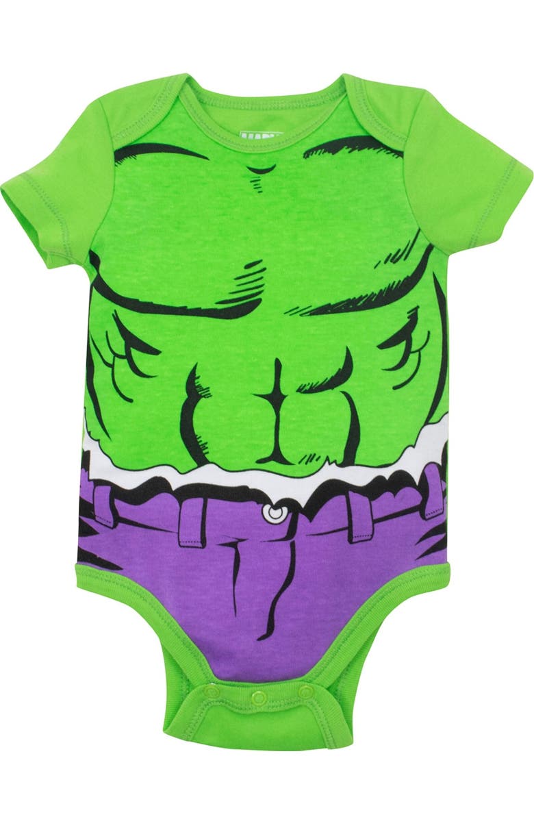 Marvel Avengers Bodysuit & Hat Set, Alternate, color, The Hulk Green
