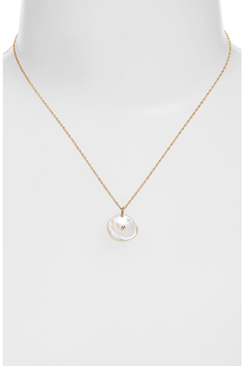 Petal Pearl Pendant Necklace, Alternate, color, 14KYG