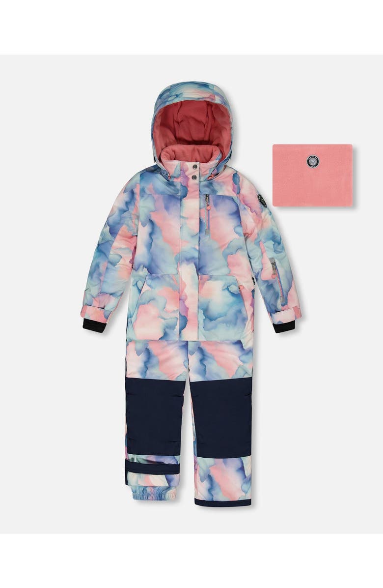 Deux par Deux Girl's One Piece Snowsuit Printed Pastel Watercolor, Main, color, 