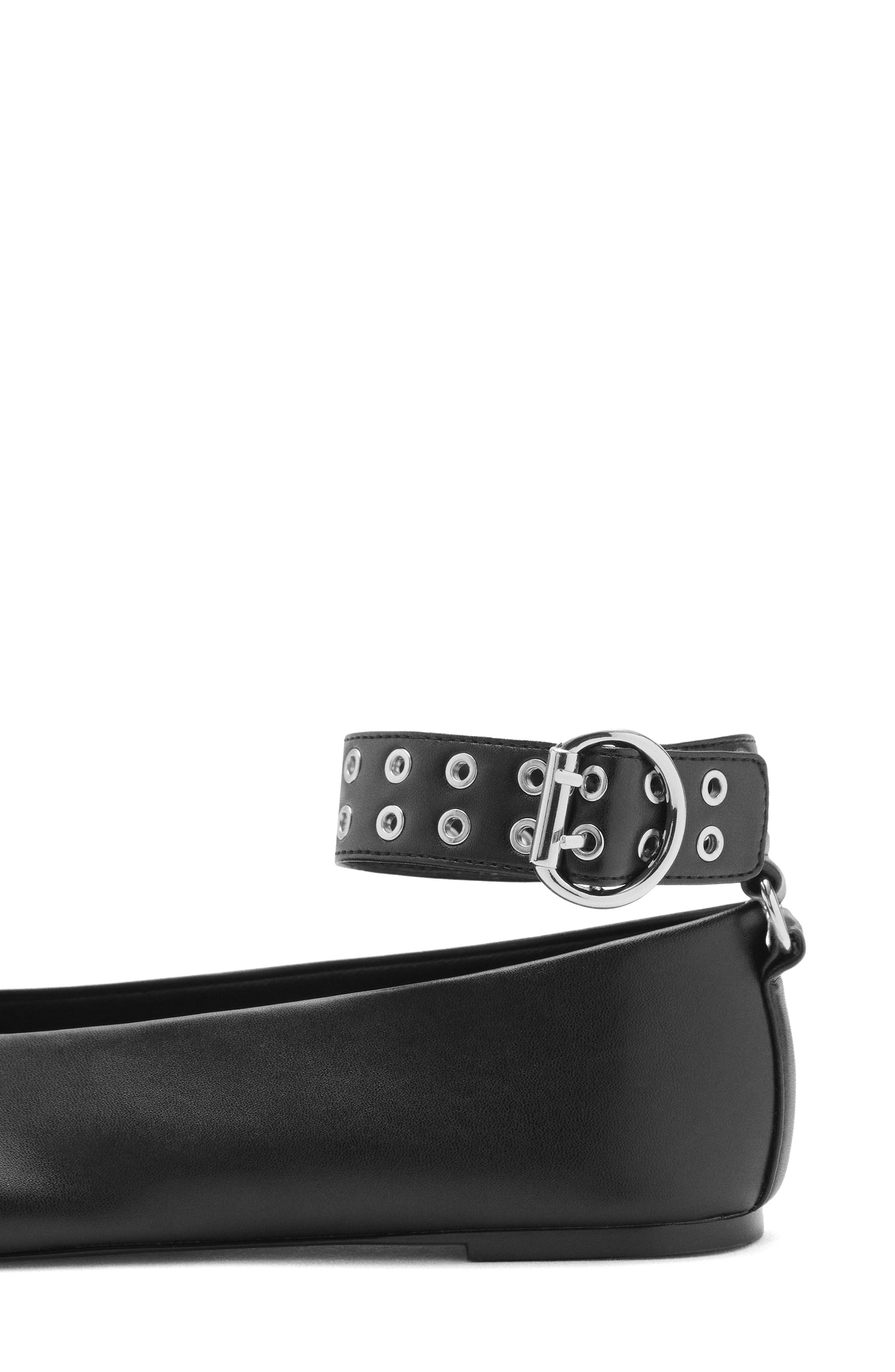 MANGO Ankle Strap Ballet Flat, Alternate, color, Black